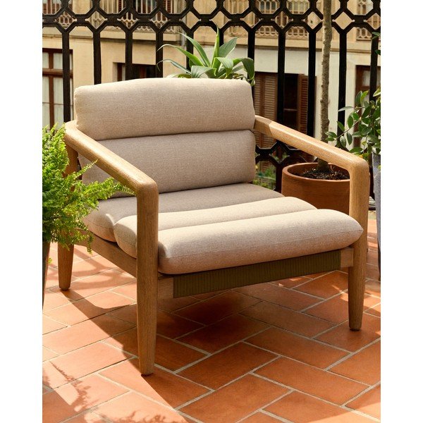 Béžové polstrované záhradné kreslo Menfi – Kave Home-image-1
