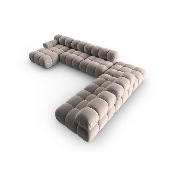 Svetlohnedá zamatová modulárna rohová pohovka (pravý roh/do tvaru "U") Bellis – Micadoni -image-4