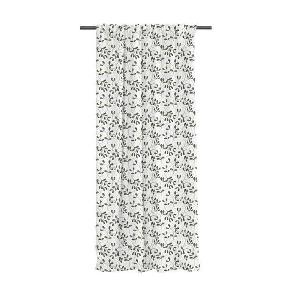 Bielo-zelený záves z bavlneného saténu 110x250 cm Santa Likes Mistletoe – Butter Kings