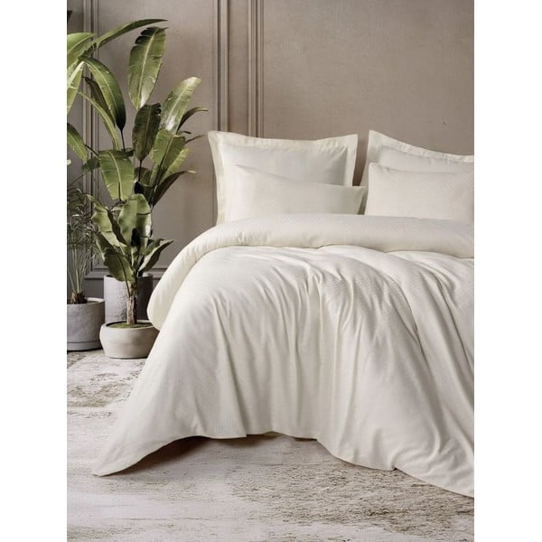 Béžové obliečky na jednolôžko z bavlny Renforcé 140x200 cm Checkered – Mila Home Luxury