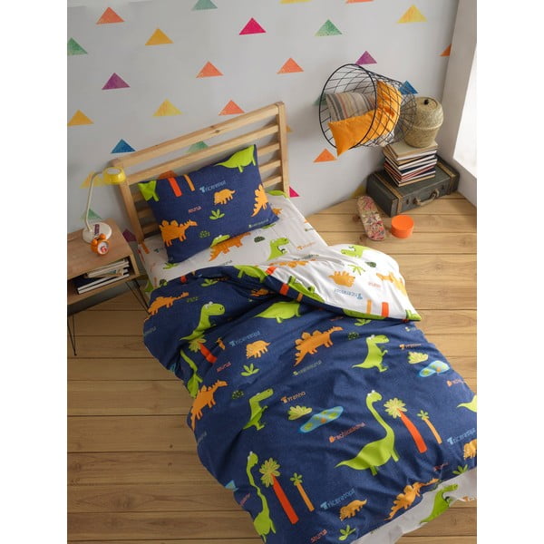 Modré detské obliečky na jednolôžko 140x200 cm Dinolar – Mijolnir