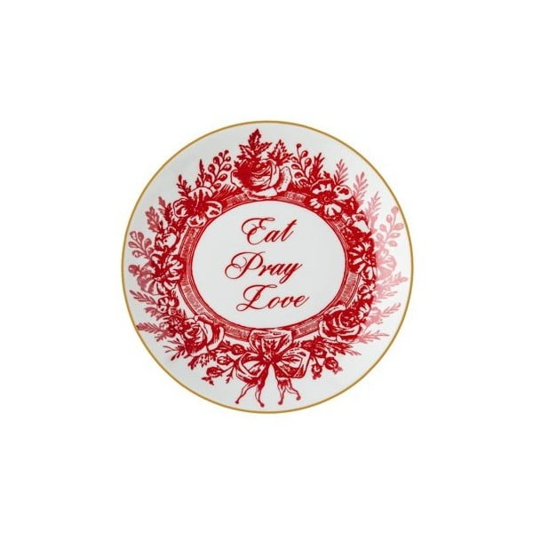 Červeno-biely porcelánový tanier Vivas Eat, Ø 23 cm