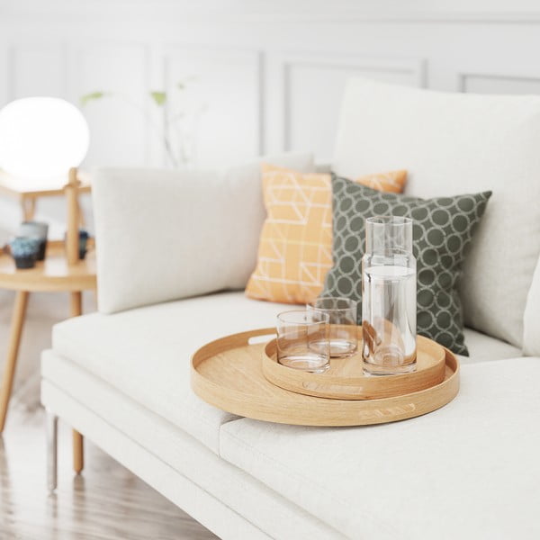 Kruhový drevený podnos Wireworks Busboy Oak, ø 30,8 cm-image-3