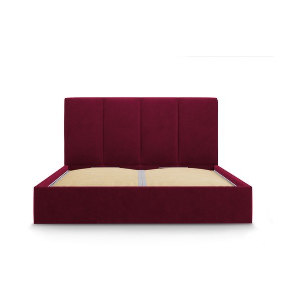Vínovočervená zamatová dvojlôžková posteľ Mazzini Beds Juniper, 180 x 200 cm-image-2