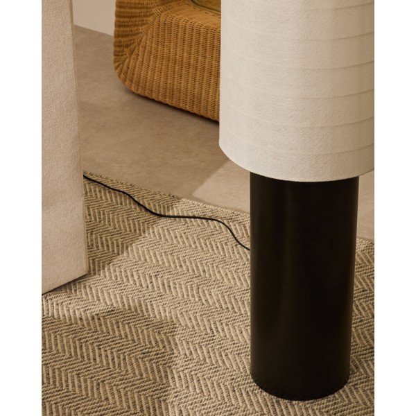 Biela/čierna stojacia lampa s textilným tienidlom (výška  142 cm) Dulan – Kave Home-image-2