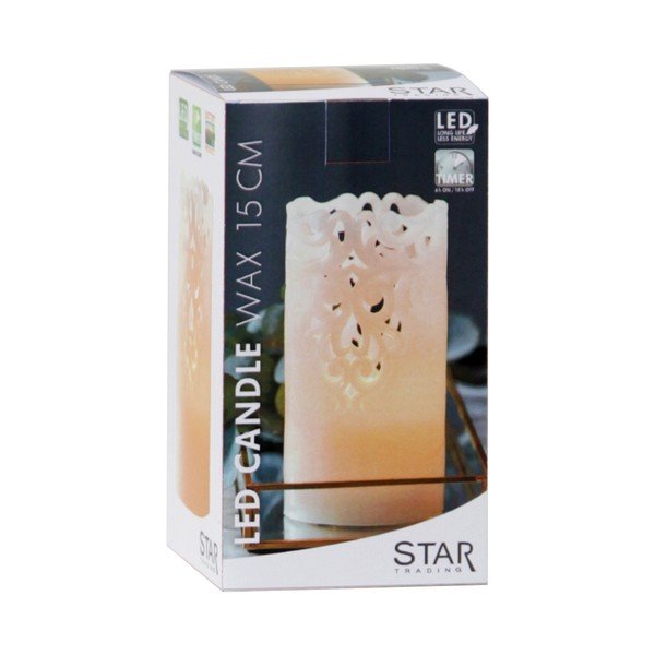 Biela vosková LED sviečka Star Trading Clary, výška 15 cm-image-4