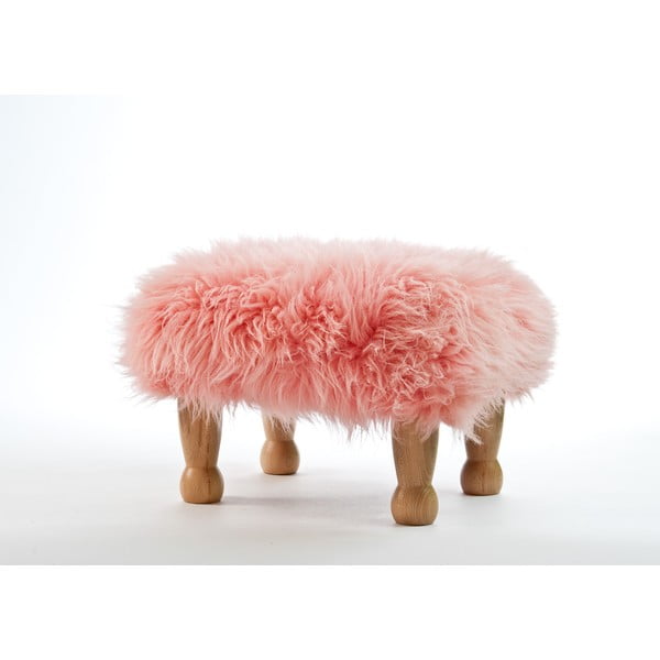 Stolička z ovčej kože Angharad Baby Pink