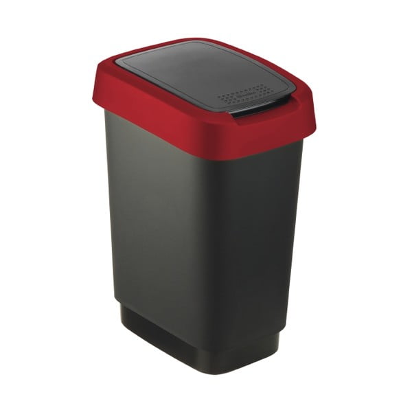 Červeno-čierny odpadkový kôš z recyklovaného plastu 10 l Twist - Rotho