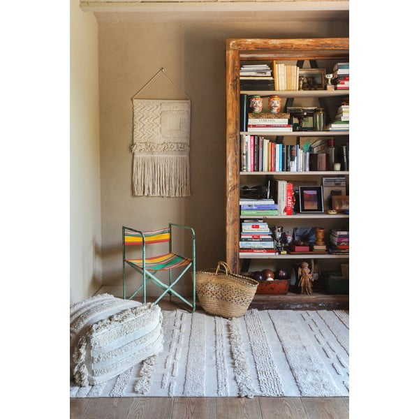 Svetlosivo-krémový prateľný ručne tkaný bavlnený koberec 140x200 cm Air Natural – Lorena Canals-image-4