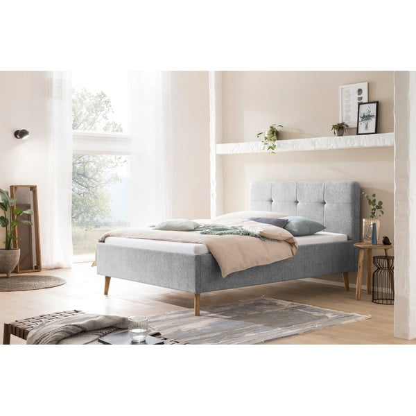 Svetlosivá čalúnená dvojlôžková posteľ bez roštu 140x200 cm Smart – Meise Möbel-image-1