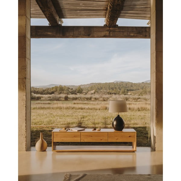 TV stolík v dekore duba v prírodnej farbe 200x51 cm Alguema – Kave Home-image-3