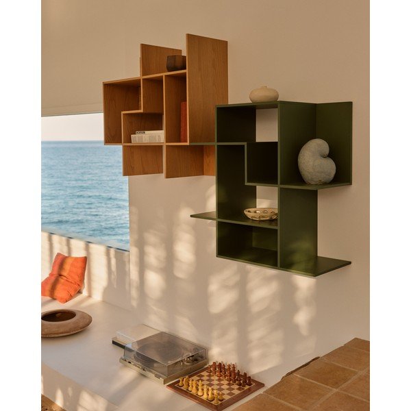 Zelený modulárny policový systém 80x80x25 cm Ina – Kave Home-image-1