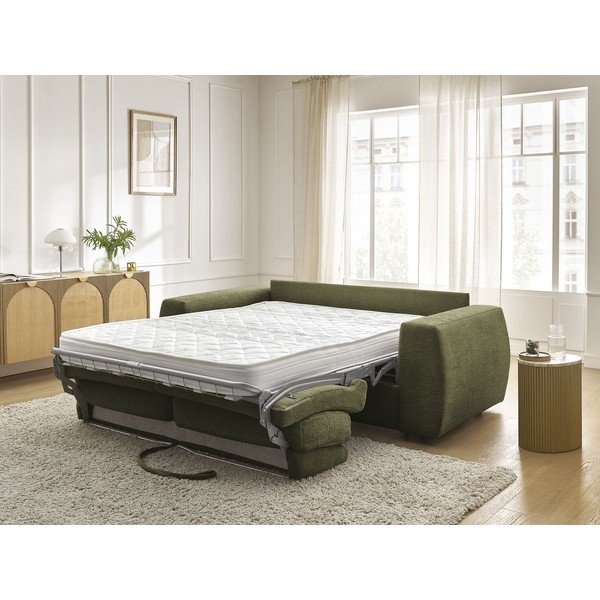 Zelená ženilková pohovka na každodenné spanie/rozkladacia 220 cm Hugo – Bobochic Paris-image-1