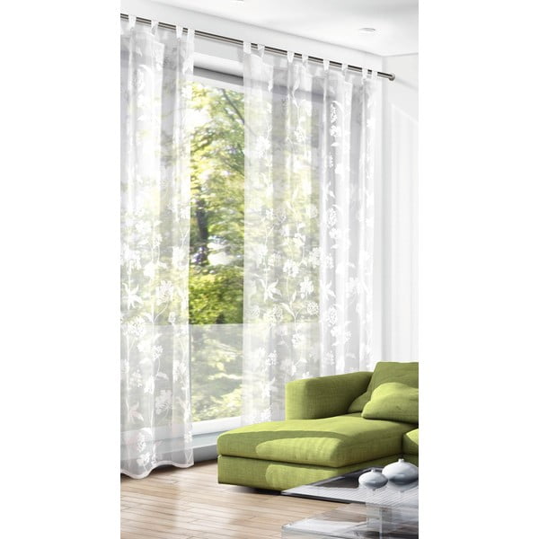 Biela voálová záclona 135x245 cm Flowers – Sehlbach-image-1