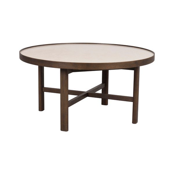 Tmavohnedý okrúhly konferenčný stolík s keramickou doskou 90x90 cm Marsden – Rowico-image-2