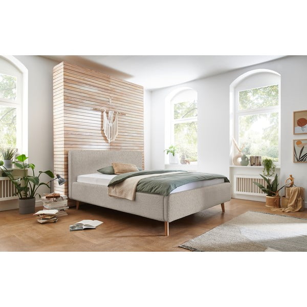 Béžová čalúnená dvojlôžková posteľ bez roštu 180x200 cm Mattis – Meise Möbel-image-1