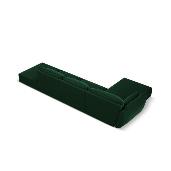 Tmavozelená zamatová rohová pohovka (ľavý roh/s leňoškou) Vanda – Mazzini Sofas-image-3