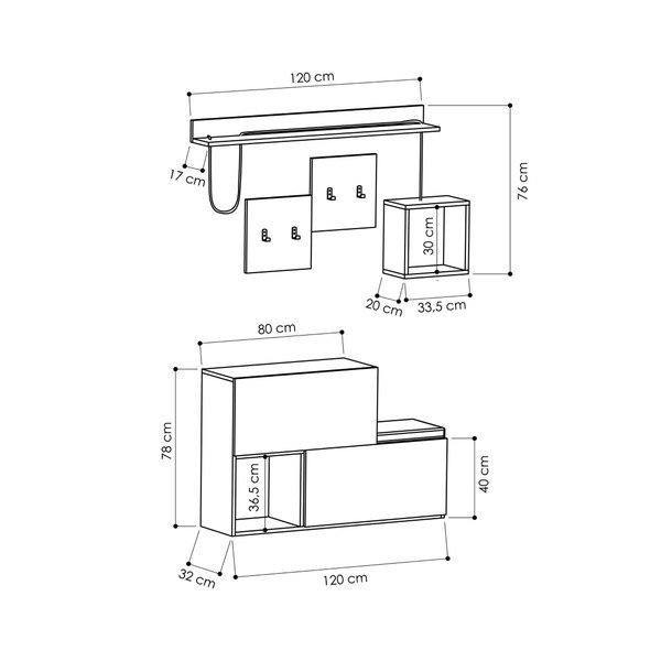 Biela predsieňová zostava Holdon – Kalune Design-image-3