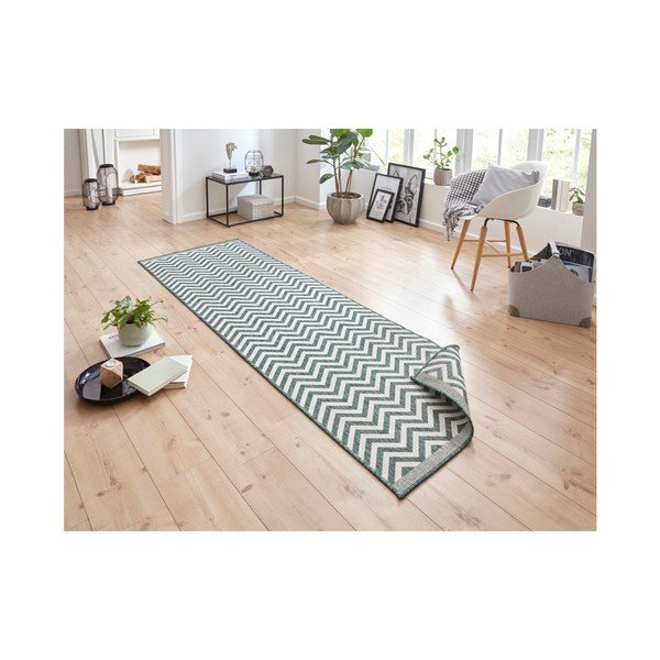 Zeleno-krémový obojstranný vysokoodolný behúň Bougari Twin Supreme Mismo, 80 × 350 cm-image-4