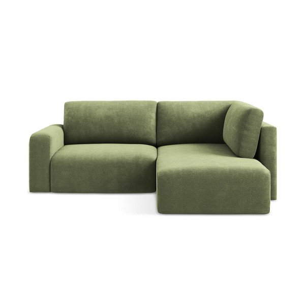 Zelená ženilková rozkladacia/s úložným priestorom rohová pohovka (pravý roh/do L) Kona – Makamii