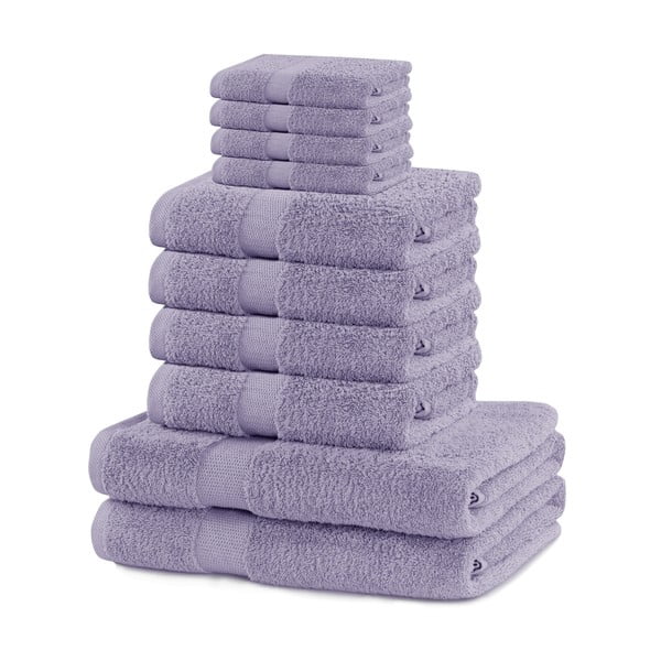 Froté bavlnené uteráky a osušky v súprave 10 ks v levanduľovej farbe Marina – Restilo
