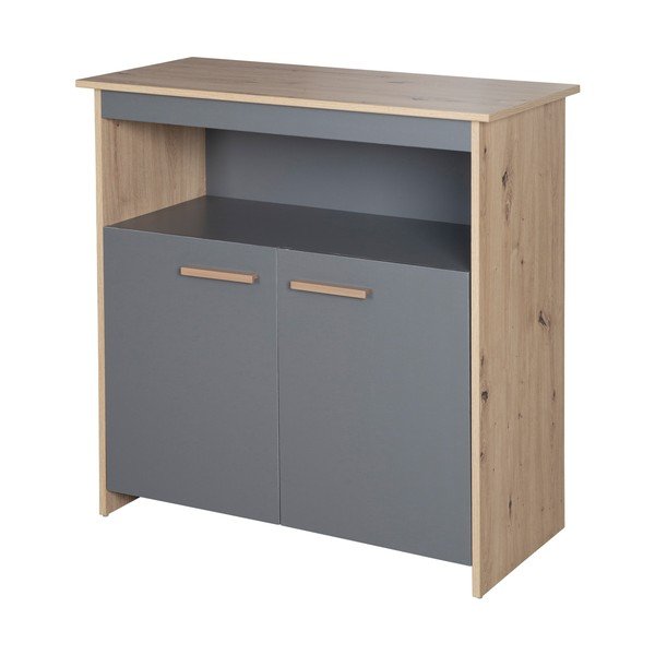 Detská komoda v antracitovej a prírodnej farbe v dekore duba s prebaľovacím pultom 88x98x75 cm Anna – Roba-image-4