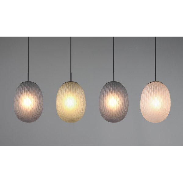 Matne čierne závesné svietidlo so skleneným tienidlom Facette – Trio-image-1