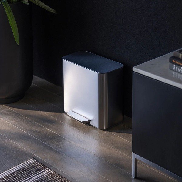 Odpadkový kôš na triedený odpad/pedálový z nehrdzavejúcej ocele v matne striebornej farbe 15 l Dual Mini – simplehuman-image-1