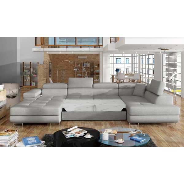 Svetlosivá rozkladacia/s úložným priestorom rohová pohovka (pravý roh/do tvaru "U") Rodrigo – ELTAP-image-2