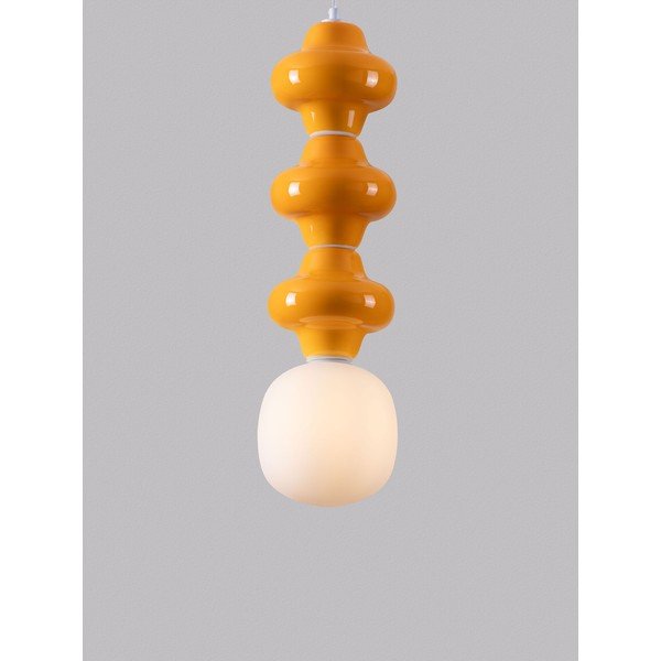 Biele/oranžové keramické závesné svietidlo so skleneným tienidlom ø 18 cm Clio – Nova Luce-image-1
