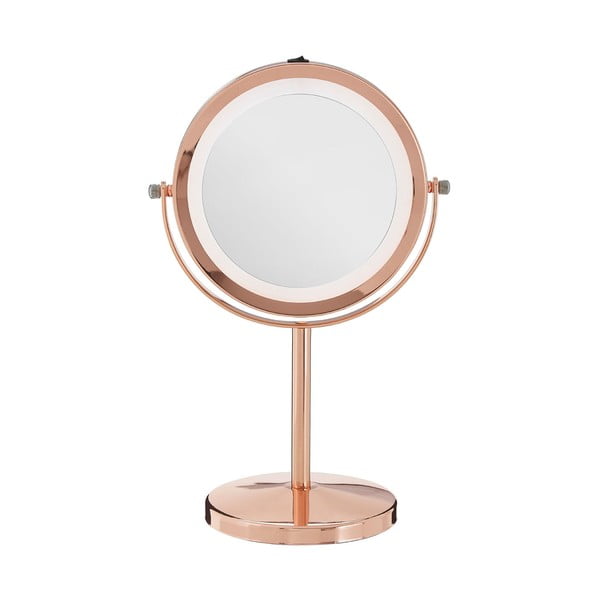 Kozmetické zrkadlo s LED svetlami vo farbe ružového zlata Premier Housewares, 17 × 33 cm