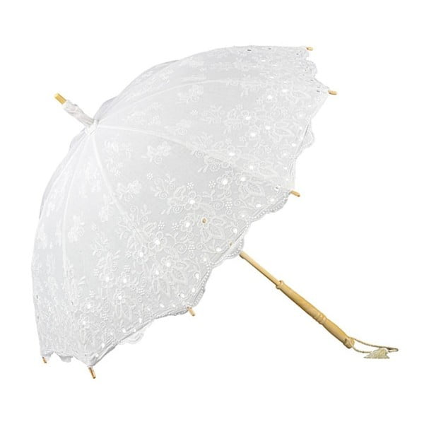 Biely dáždnik s rúčkou Von Lilienfeld Lace Isabella