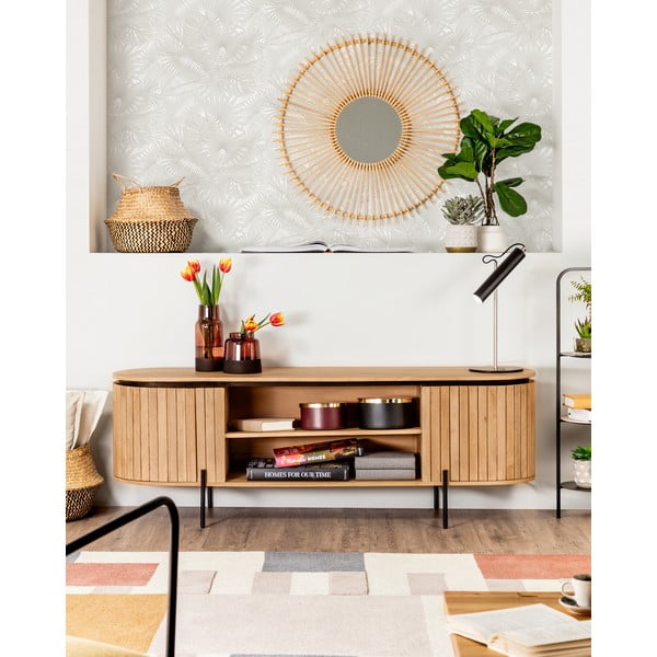 TV stolík z mangového dreva v prírodnej farbe 160x56 cm Licia – Kave Home-image-1