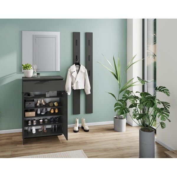 Antracitová skrinka na topánky so zásuvkami Stanton – Germania-image-4