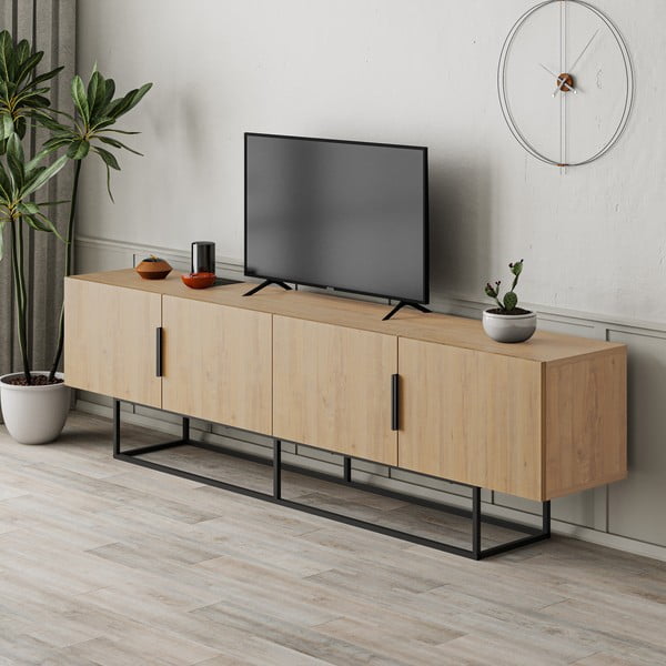 TV stolík v dekore duba v prírodnej farbe 200x55 cm Titan – Marckeric-image-1
