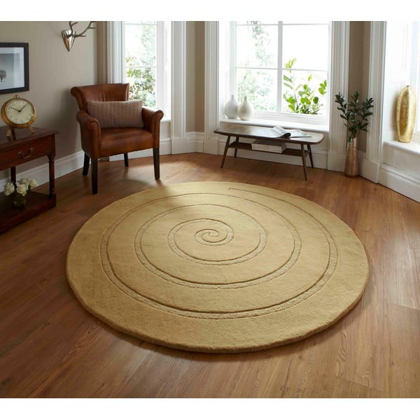 Béžový vlnený koberec Think Rugs Spiral, ⌀ 180 cm-image-1