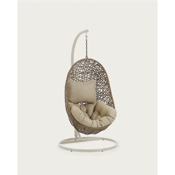 Svetlosivé/béžové závesné záhradné kreslo z umelého ratanu Florina – Kave Home-image-4