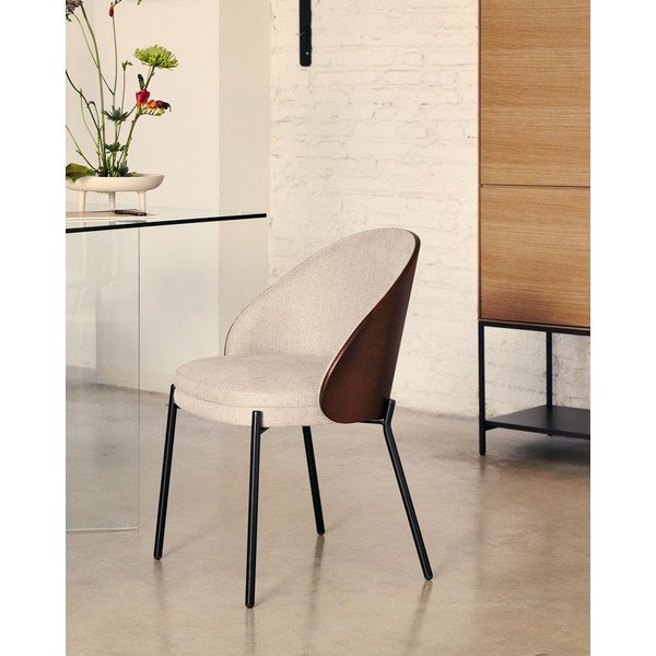 Béžové čalúnené jedálenské kreslo Eamy – Kave Home-image-1
