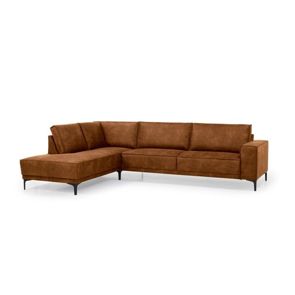Koňakovohnedá rohová pohovka z imitácie kože (ľavý roh) Copenhagen – Scandic-image-2