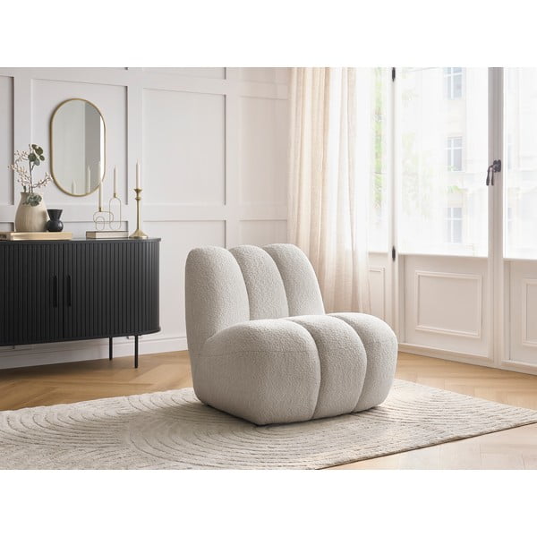 Béžové kreslo z textílie buklé Janissaire – Bobochic Paris-image-1