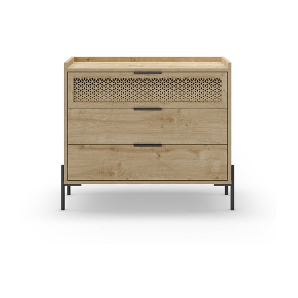 Nízka komoda v dekore duba v prírodnej farbe 90x80 cm Inca – Marckeric