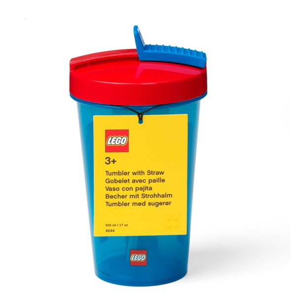 Modrý téglik s červeným vekom a slamkou LEGO® Iconic, 500 ml-image-1