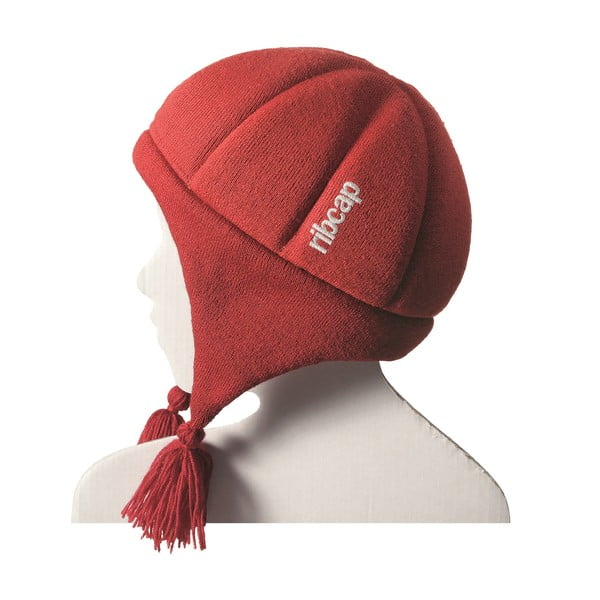 Detská červená čapica s ochrannými prvkami Ribcap Chessy, veľ. S