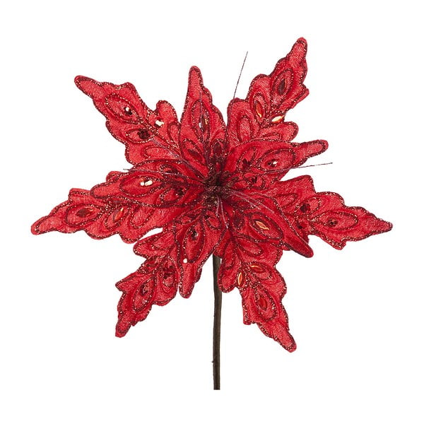 Červená vianočná plastová dekorácia v tvare kvetu DecoKing Sia