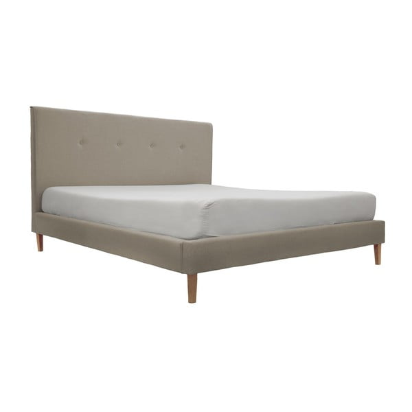 Tmavobéžová posteľ s prírodnými nohami Vivonita Kent, 160 × 200 cm