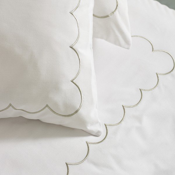 Bielo-zelené obliečky na jednolôžko 135x200 cm Scallop Border – Catherine Lansfield-image-3