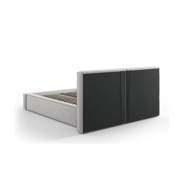 Svetlosivá čalúnená dvojlôžková posteľ s úložným priestorom a roštom 200x200 cm Arendal – Cosmopolitan Design-image-4