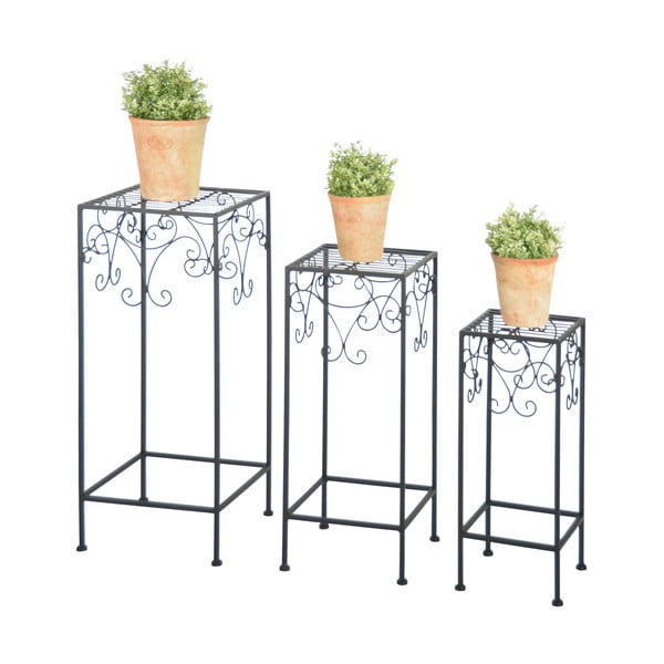 Sada 3 čiernych stolíkov na kvety Esschert Design-image-1