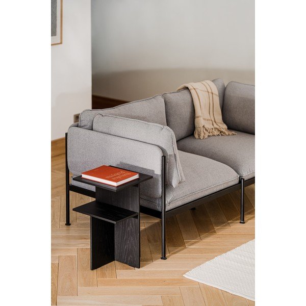 Čierny nočný stolík v dekore duba s poličkami Atik – noo.ma-image-1