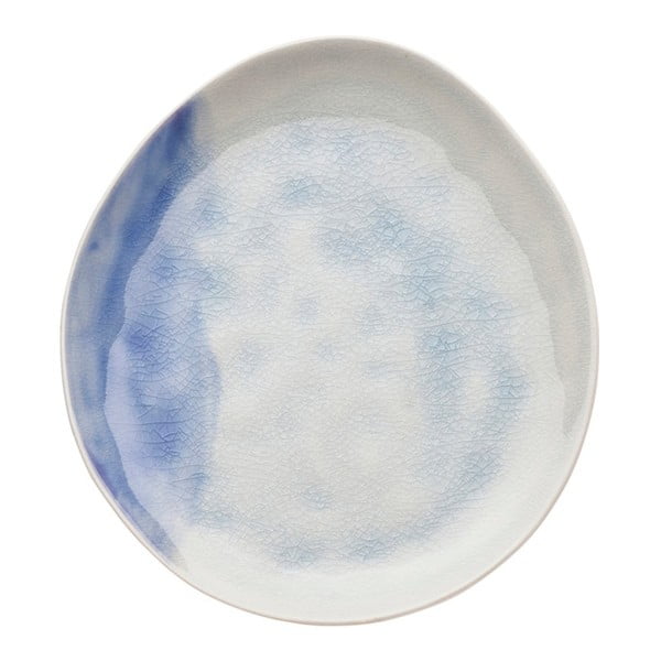Modro-biely kameninový tanier Kare Design Cracle, Ø 21 cm